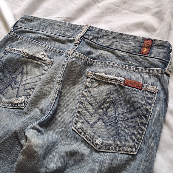 🔴3/$15 7 for all mankind | Womens light blue distressed boot cut jean 26 - Picture 8 of 16
